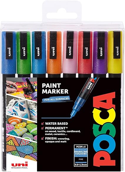 Posca Markers Fine Sparkling Colours 8 Pack