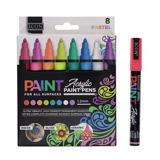 Pastel Acrylic Markers 1.2mm Icon 8 Pack