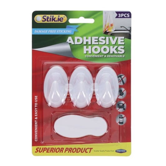 Stik-ie Removable Adhesive Hooks 3 Pack