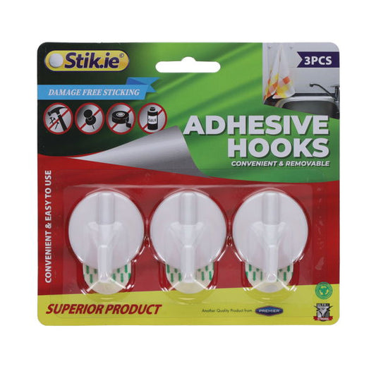 Stik-ie Removable Adhesive Hooks 3 Pack