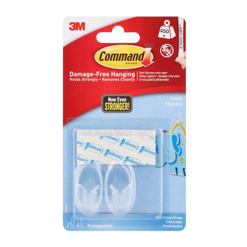 Command Small Clear Hooks 2 Pack