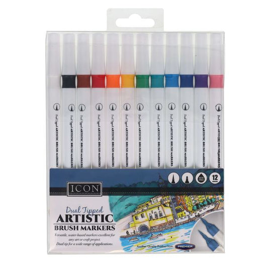 Icon 12pk Of Dual Tipped Artistic Brush Markers