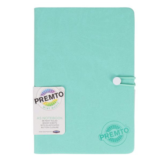 Premto Pastel A5 192pg Hardcover Pu Notebook W/Elastic Mint Magic