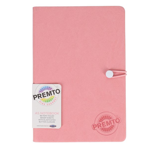 Premto Pastel A5 192pg Hardcover Pu Notebook W/Elastic Pink Sherbet