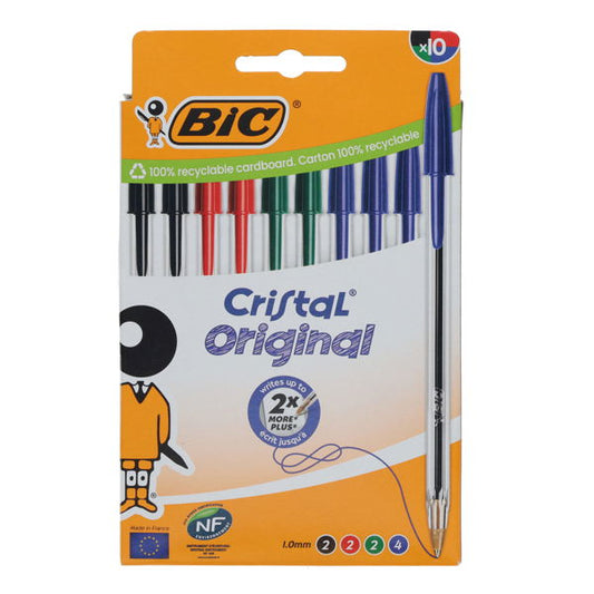 BIC Pkt.10 Cristal Ballpoint Pens Assorted