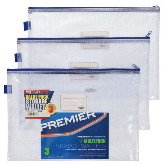 3pk B4 Durable Mesh Wallets With Zip