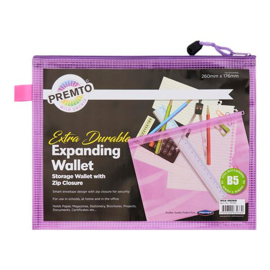 Premto Pastel B5 Extra Durable Expanding Mesh Wallet Wild Orchid