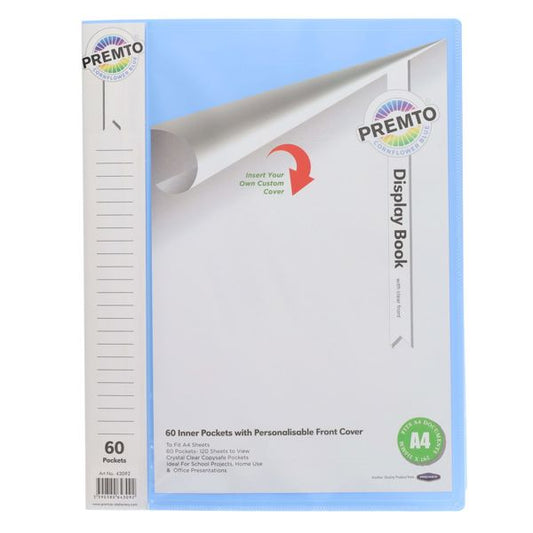 Premto Pastel A4 60 Pockets Display Book Cornflower Blue