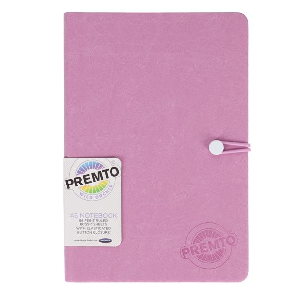 Premto Pastel A5 192pg Hardcover Pu Notebook W/Elastic Wild Orchid