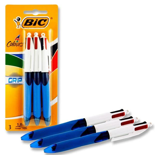 Bic 4 Colour Ballpoint Pens 3pk Grip