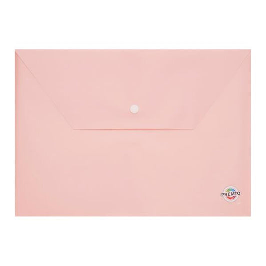 Premto Pastel A4 Button Wallet Pink Sherbet