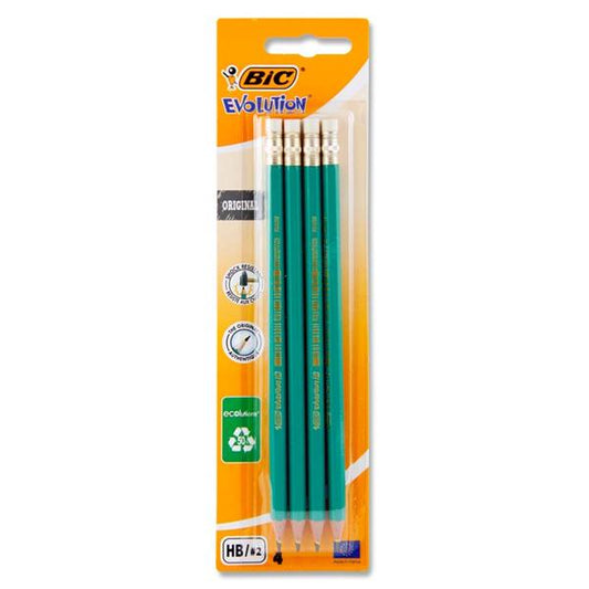 BIC Evolution 4pk Rubber Tipped Pencils - Hb