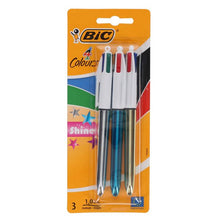 BIC 4 Colour Ballpoint Pens 3pk Shine