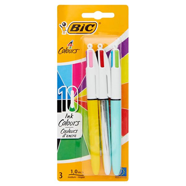 BIC 4 Colour Ballpoint Pens 3pk Assorted