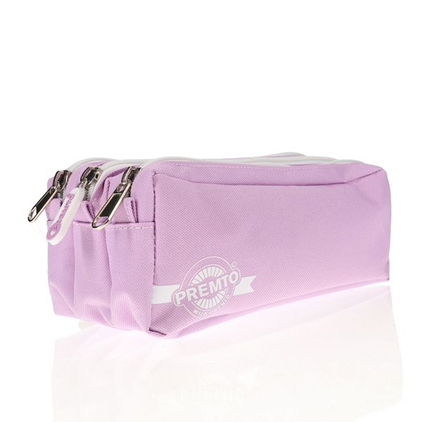 Premto Pastel 3 Pocket Pencil Case Wild Orchid