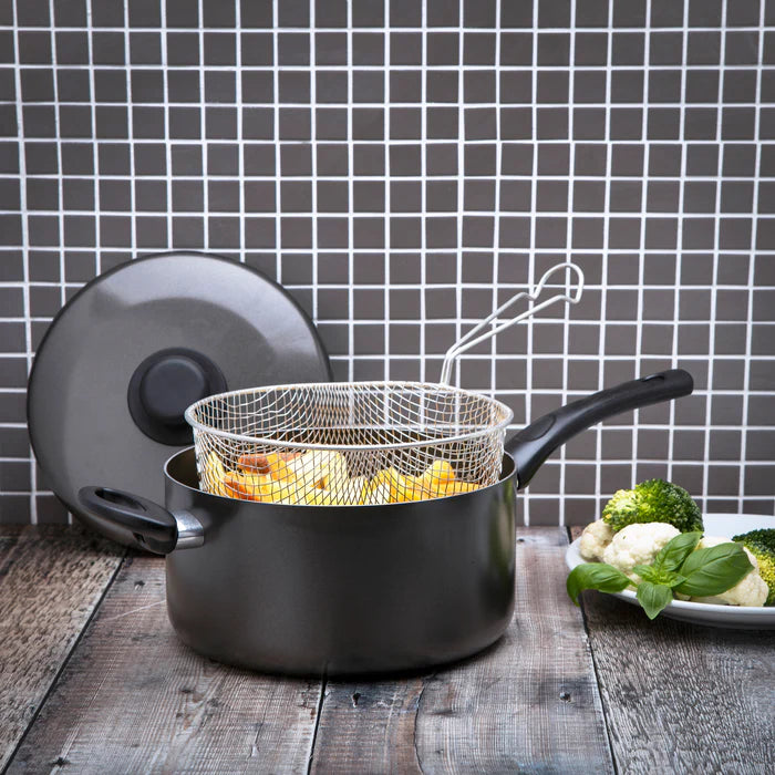 22Cm Chip Pan & Lid Non Stick
