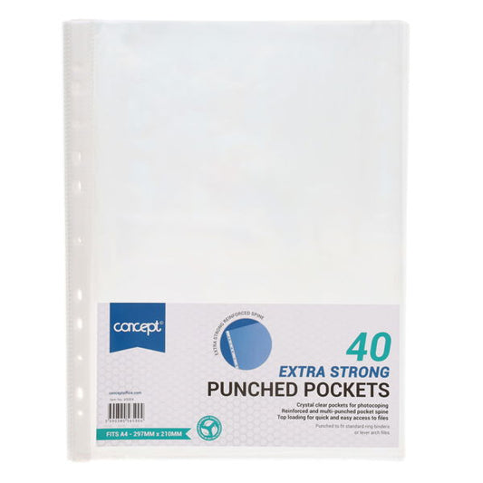 Premier Office 40pk A4 Extra Strong Punched Pockets