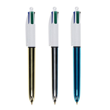 BIC 4 Colour Ballpoint Pens 3pk Shine