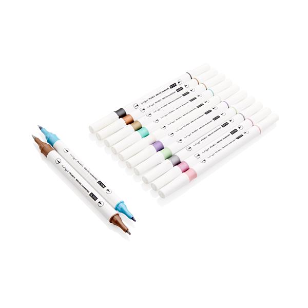 Icon 12pk Of Dual Tipped Brush Markers Metallic Pearl