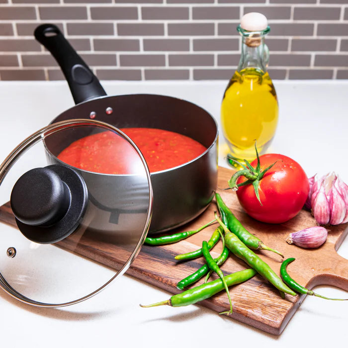 18cm Non Stick Sauce Pan & Lid Sapphire Range