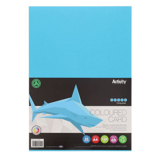 A4 Card Turquoise 160gsm 50Pk