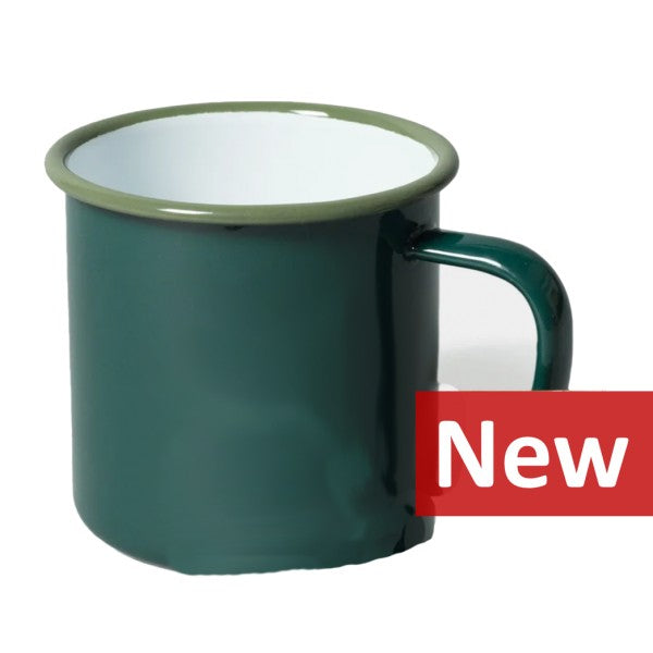 Enamel 8cm Mug - Green W/Moss Green Rim