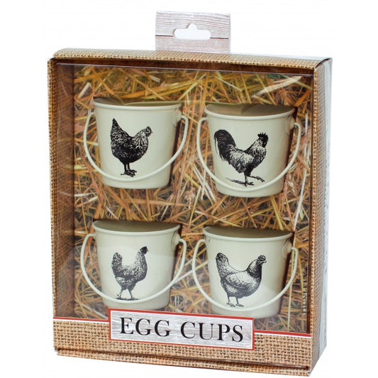 4 Egg Cups Cockerel
