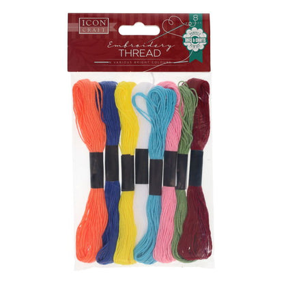 Icon Embroidery Thread  8 Assorted Colours
