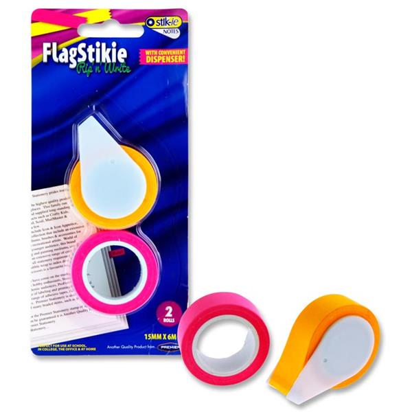 Stik.ie Pkt.2 Flag Stikie Rip 'N Write 15mm X 6m Rolls