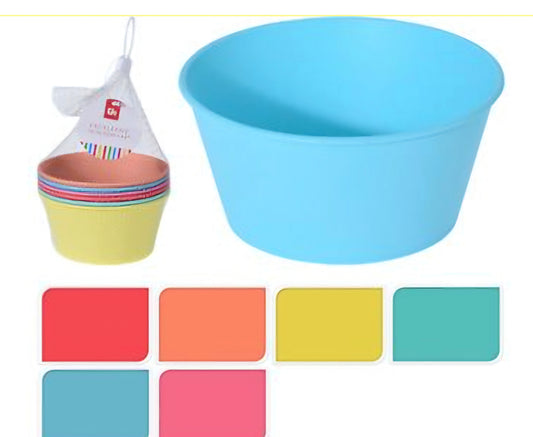 Coloured Plastic Bowls 400ml 6pc