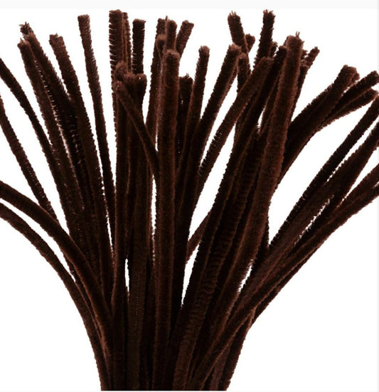 50 Pipe Cleaners Brown 30cm