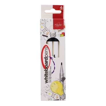 4pk Black Fine Whiteboard Markers