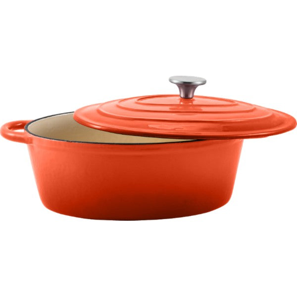 30cm Orange Oval Cast Iron  Casserole Dish