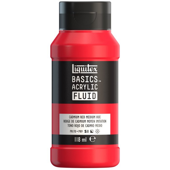 Liquitex Acrylic Basics 118ml Fluid Cadmium Red