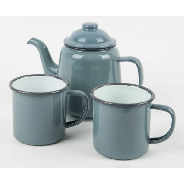 Enamel Tea Pot 14Cm Grey