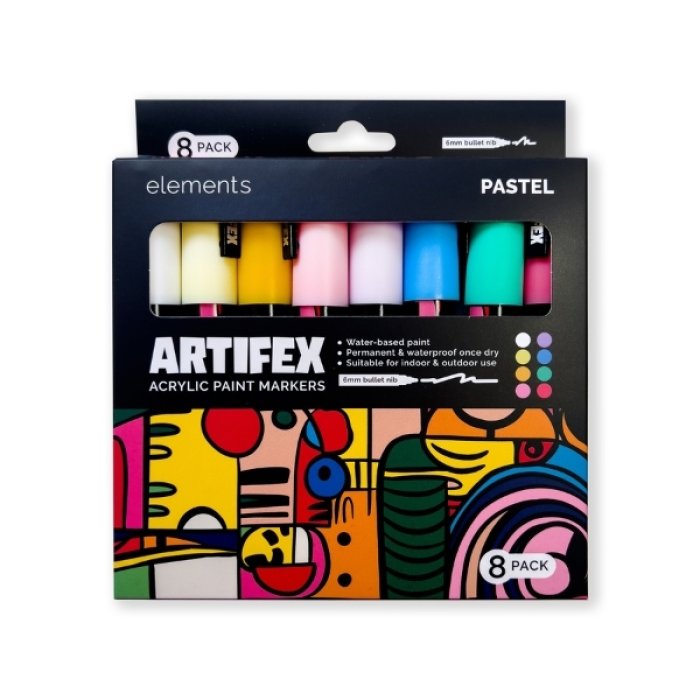 Elements Artifex 8pk Acrylic Paint Markers 5-6mm Pastels