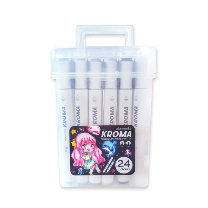 Elements Kroma 24 Alcohol Markers With Storage Box