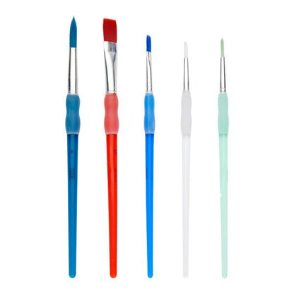 5pk Paint Brushes Soft Grip