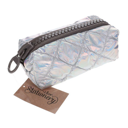 Pencil Case Puffy Metallic Silver