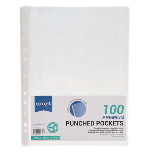 Concept A4 Punched Pockets 100pk