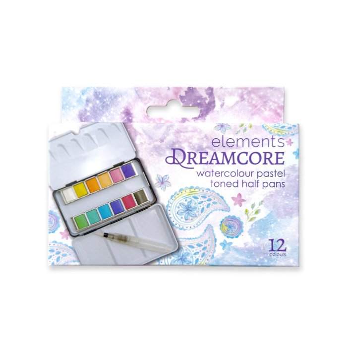 Elements Dreamcore Pastel 12 Half Pan Watercolour Set