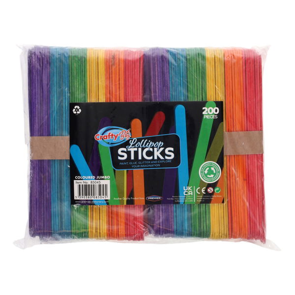 Crafty Bitz
Bag 200 Jumbo Lollipop Sticks - Coloured