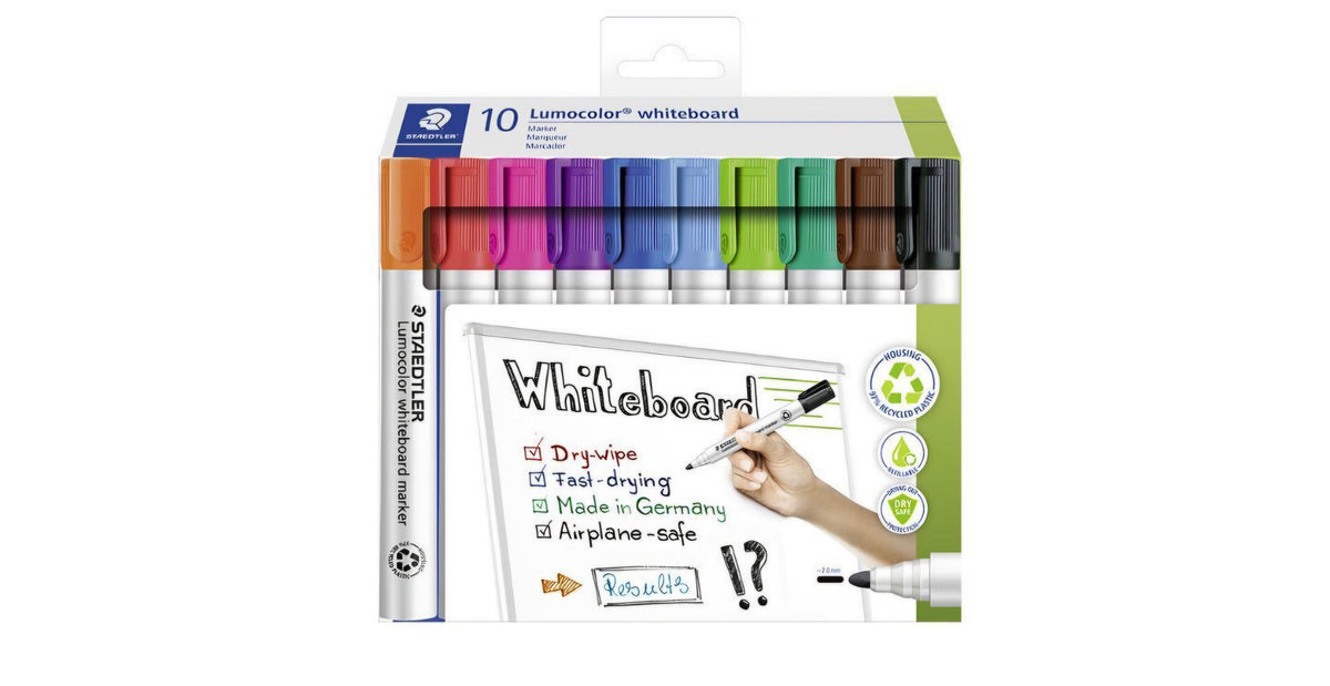 10 Assorted Lumocolor Whiteboard Markers Round Nib