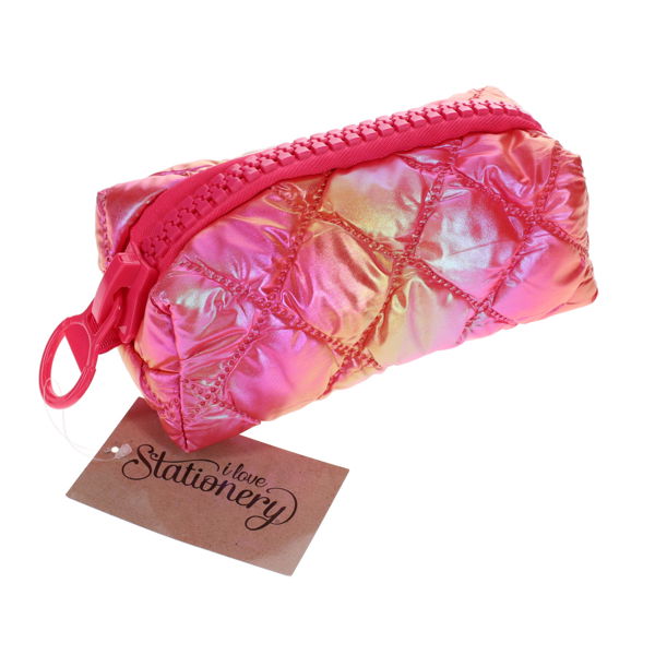 Pencil Case Puffy Pink Iridescent