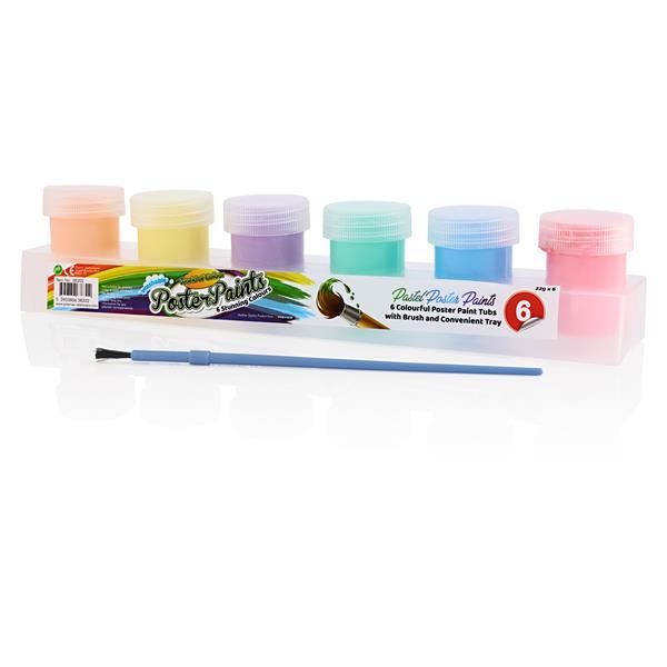 6 Pastel Poster Paint 22ml Tubs