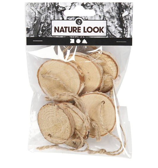 Hanging Wooden Disc 7pk