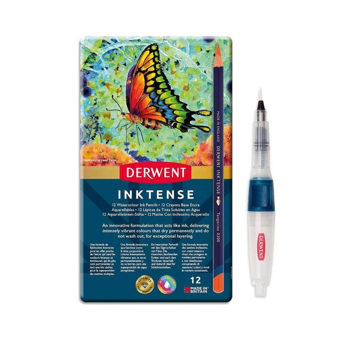 12 Inktense Pencils With Free Waterbrush