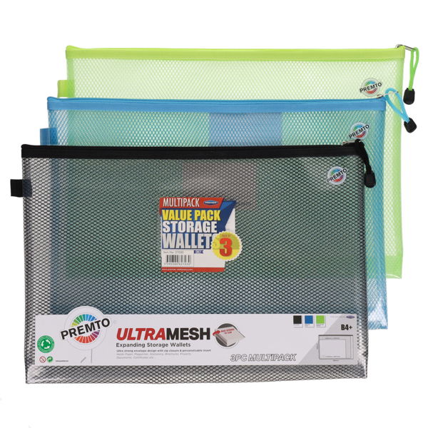 B4+ Premto 3Pk Expanding Wallets Asst Colours