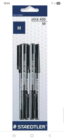 Staedtler 6pk Black 430 Ballpoint Pen With Medium Nib