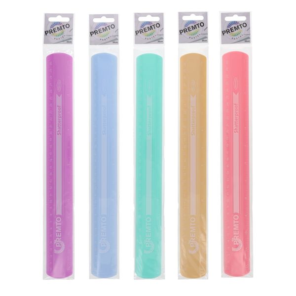 Premto Pastel 30cm Shatterproof Ruler - 5 Asst